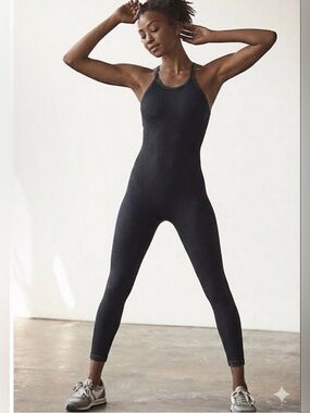 FP Movement Free People Happiness Runs Onesie Washed Black M/L NWOT